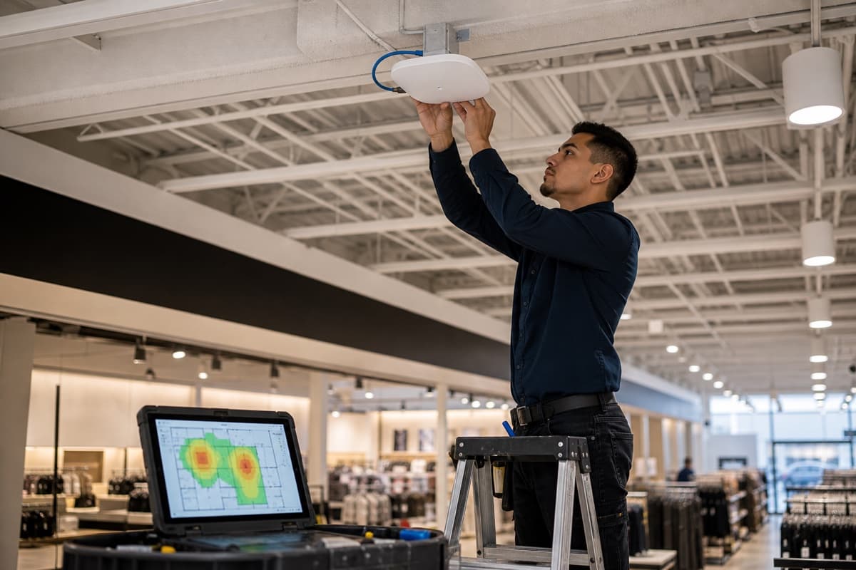 Juniper Mist access point installation and Ekahau survey in Sherwood Park by TechOS Inc