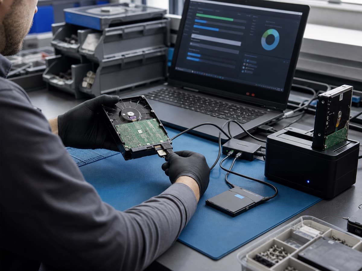 Data Recovery Edmonton Data Recovery in Edmonton — hard drive and SSD recovery workstation.