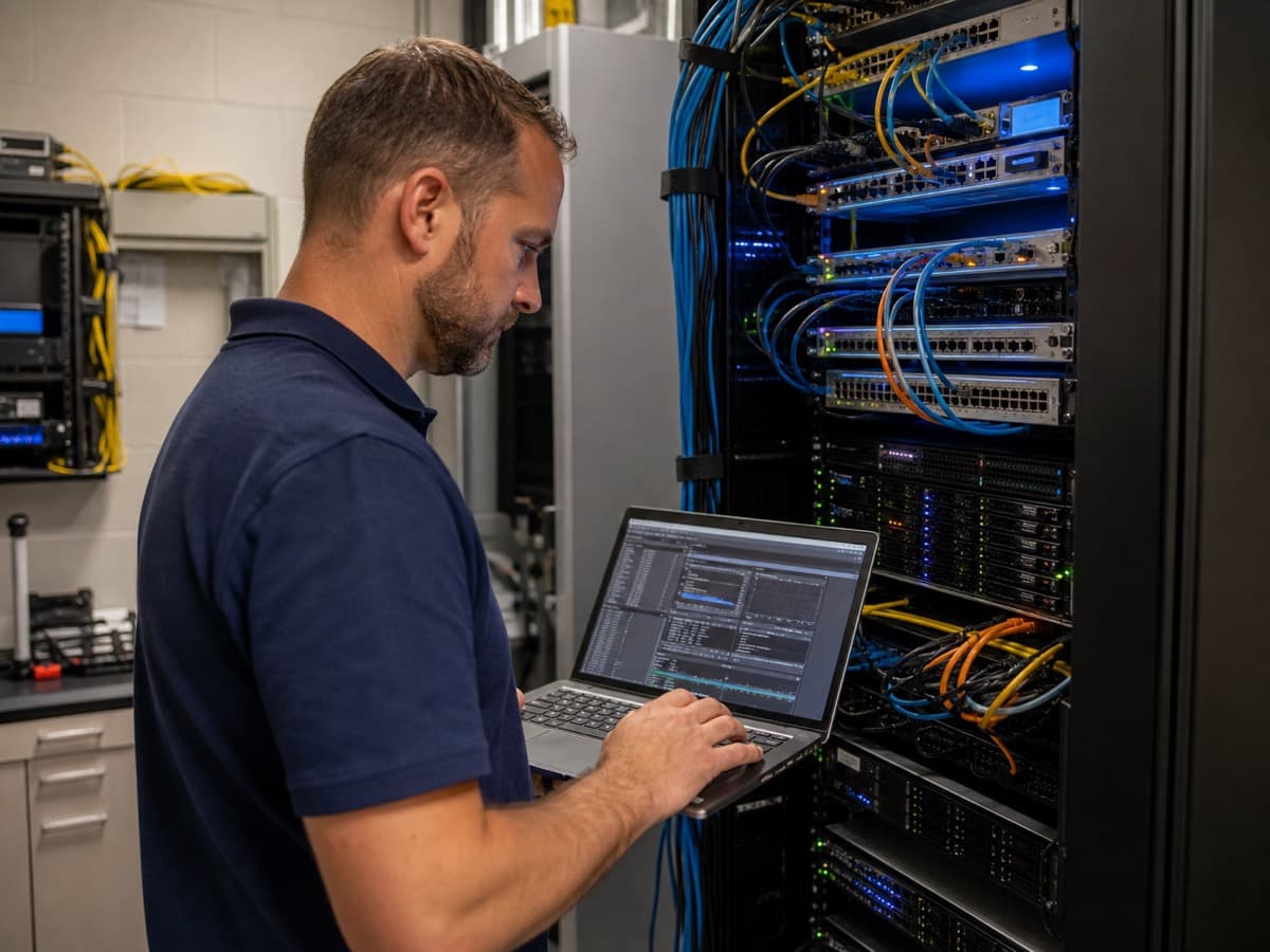 Server Management And Maintenance Edmonton Server Management in Edmonton — small business server rack maintenance.